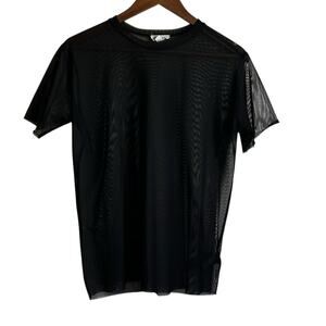 Silence  + Noise Women‎ Top XS Black Sheer Mesh Y2K Retro Rave Grunge Clubwear